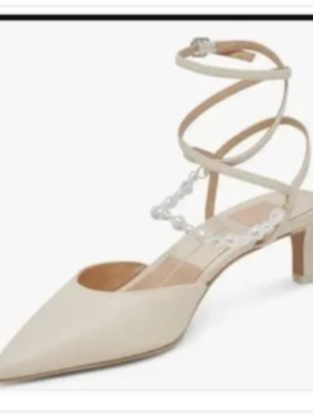 Dolce Vita Loklyn Pearl Vanilla Leather Heels Size 7.5 NIB Faux Pearl Accents